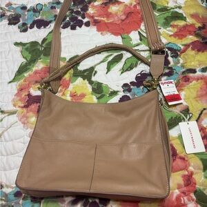 Lucky Brand Beige Leather Shoulder Bag